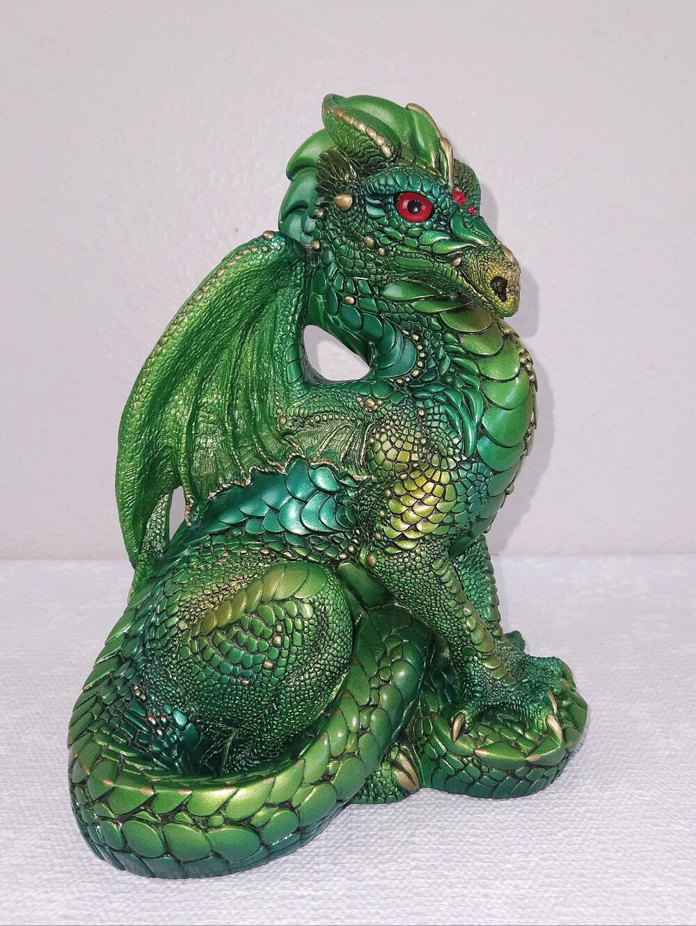 WINDSTONE Editions Emerald Green Male Dragon 9" Vintage Pena 1986